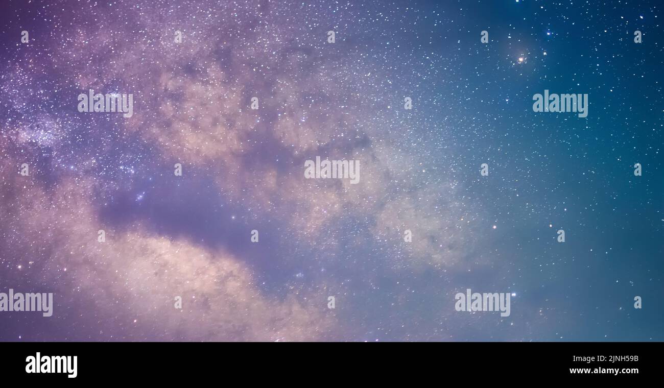 A scenic panoramic view of a breathtaking starry night sky Stock Photo ...
