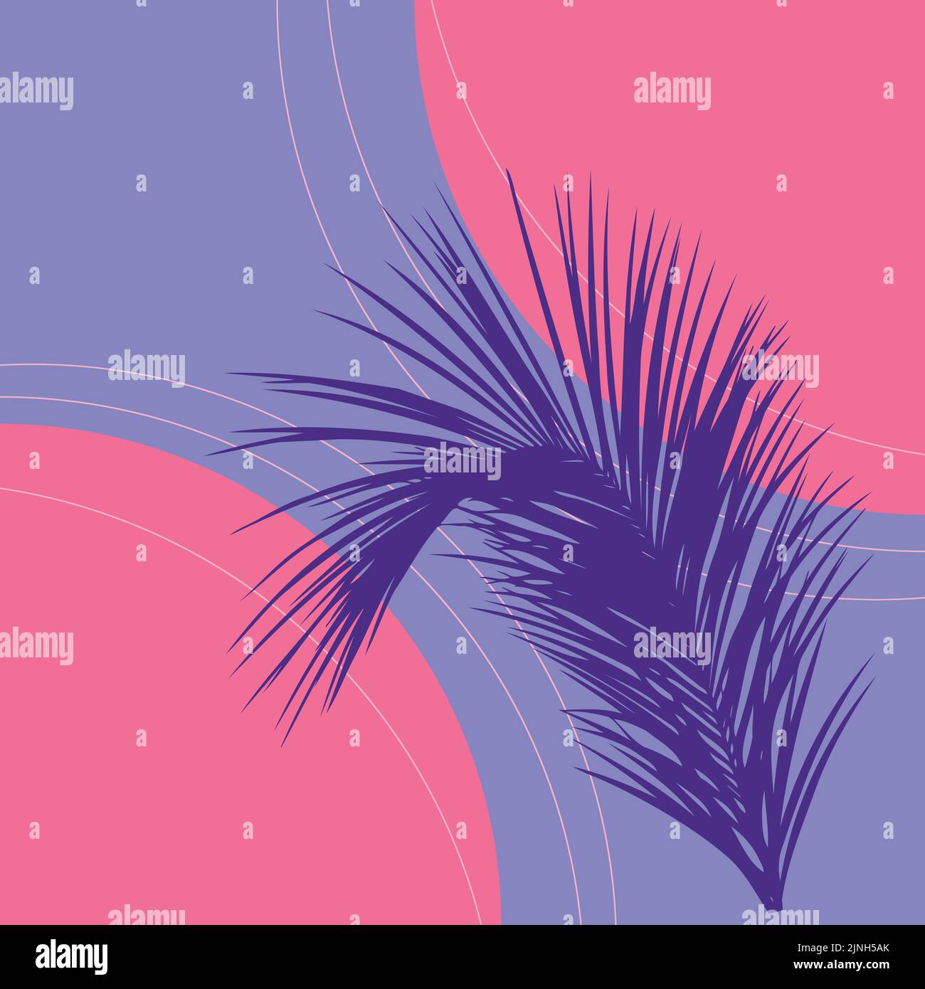 Detailed palm tree tops silhouettes and colorful geometric shapes ...