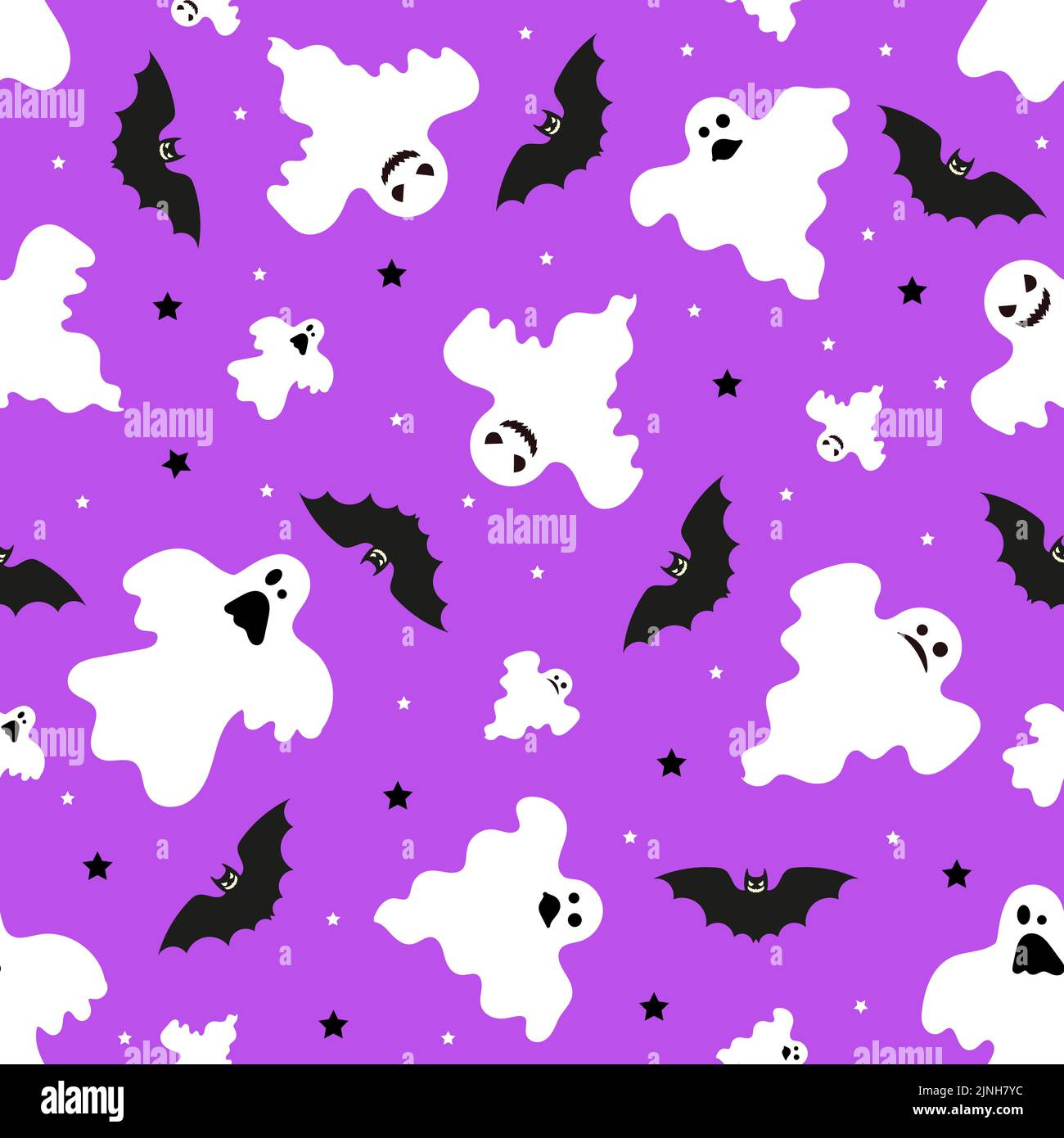 Seamless pattern with ghosts and bats. Vector Stock Vector Image & Art ...