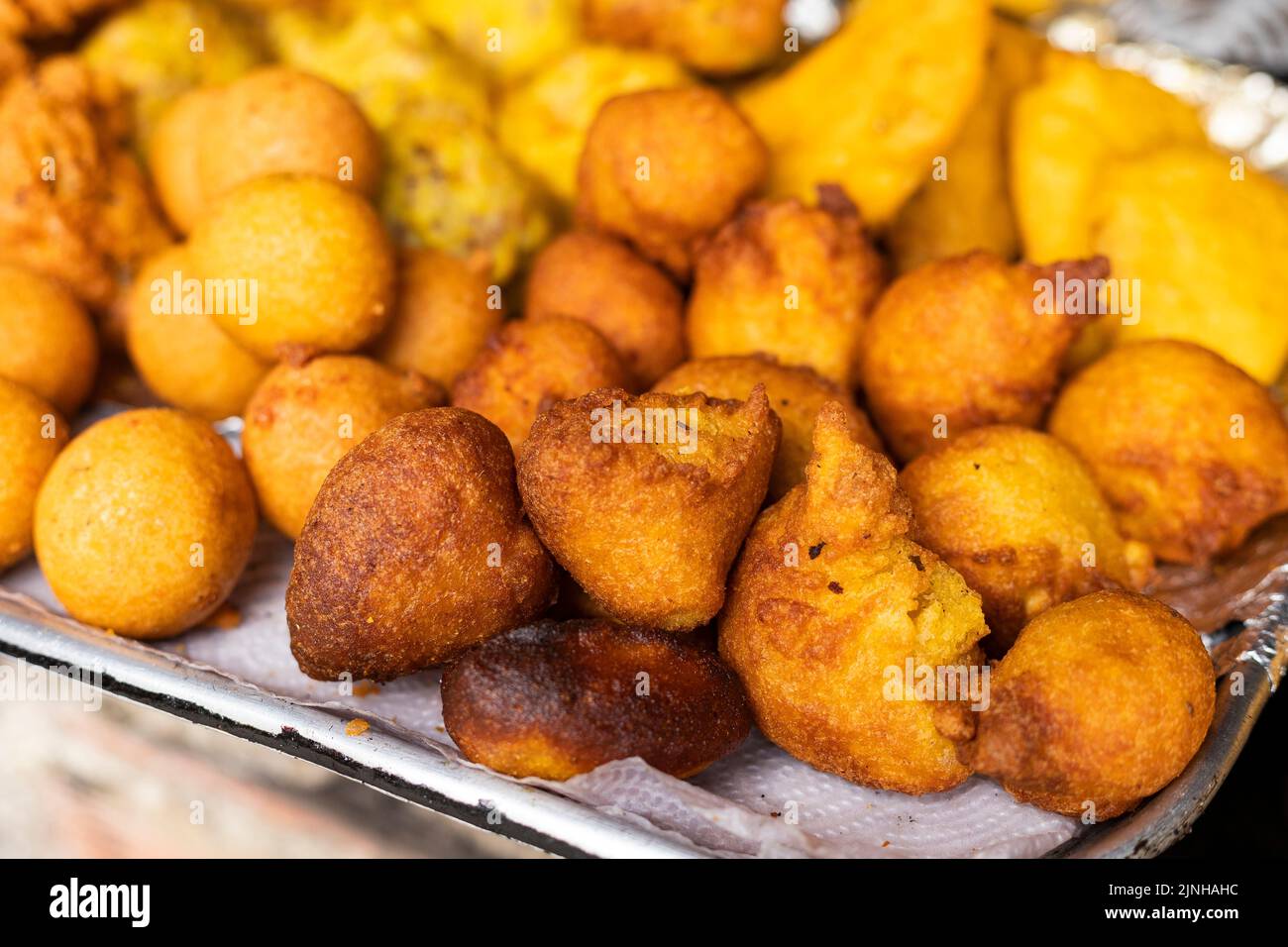 Traditional gastronomy of colombia - Colombian street fried food Stock