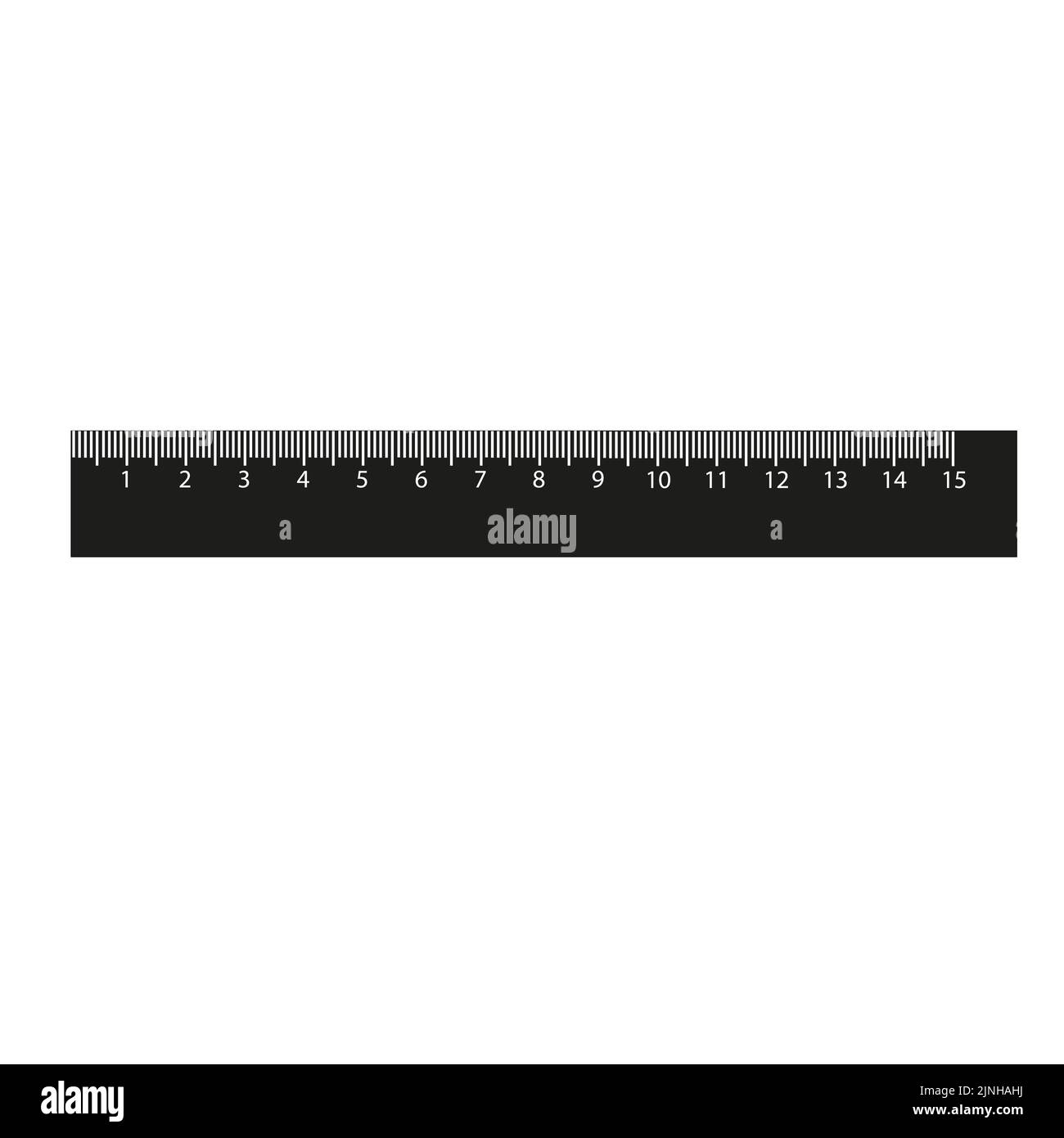 The measuring tool is a black isolated ruler with a scale in centimeters. Stationery. Vector