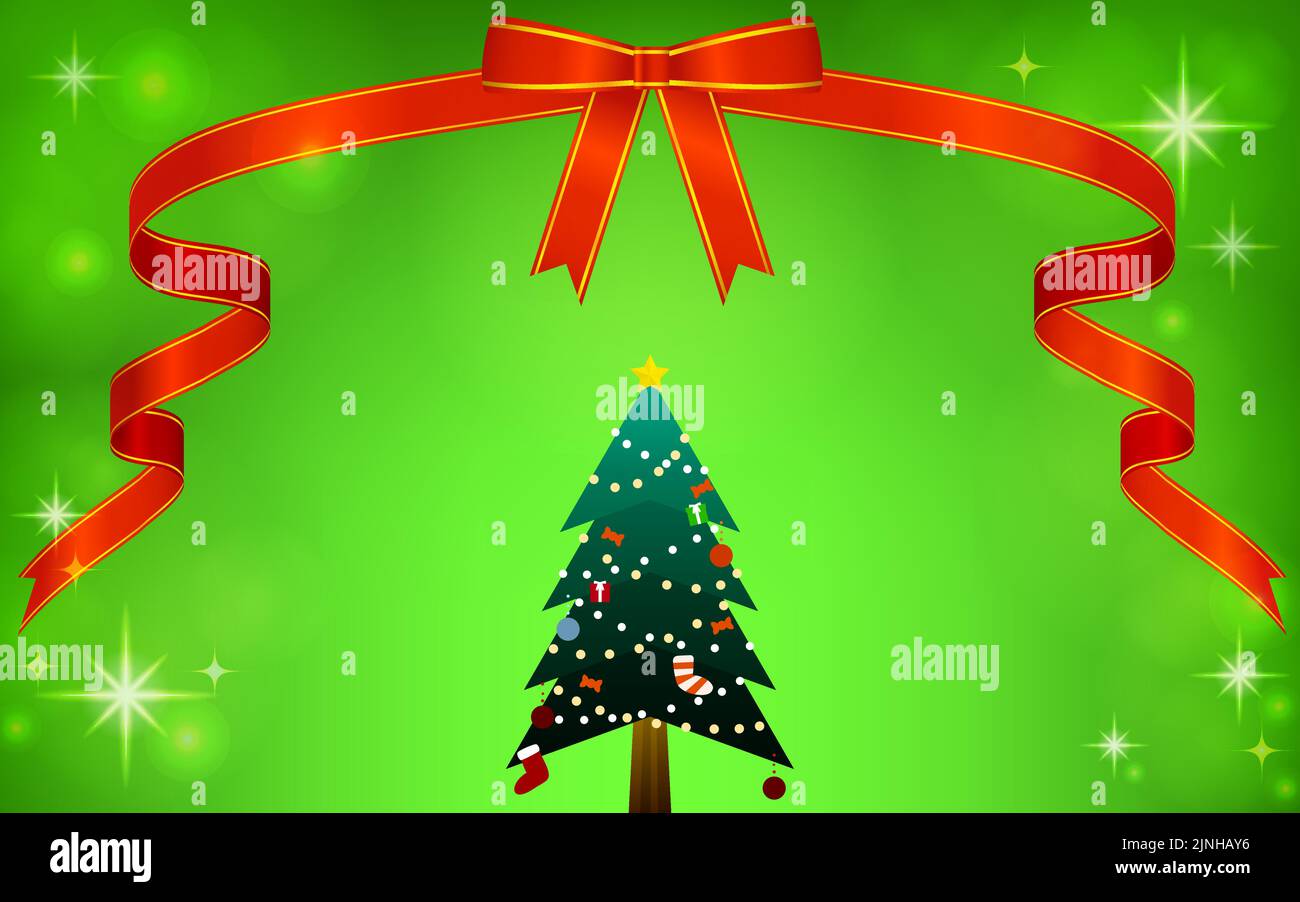 Illustration of Christmas tree with ribbon Stock Vector Image & Art - Alamy