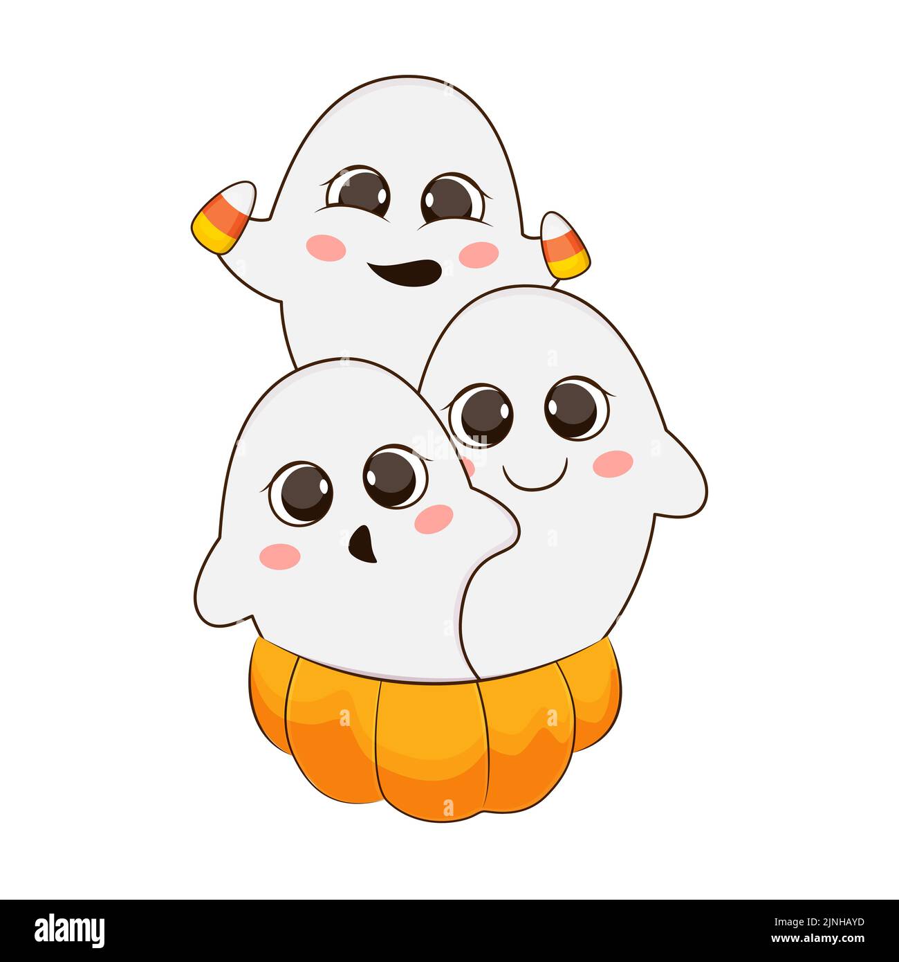 Cute halloween ghost on white background.  Stock Vector