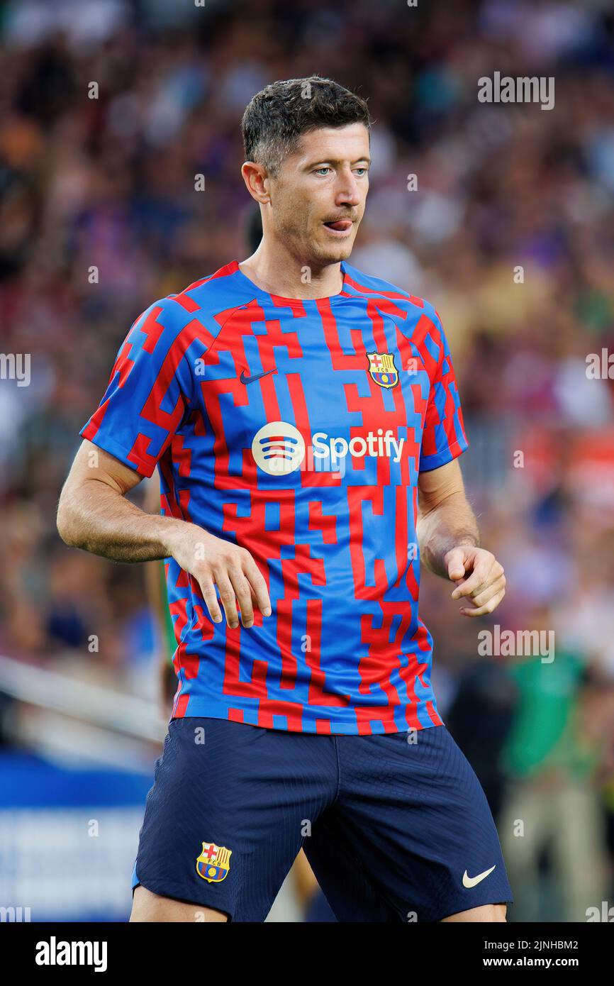 BARCELONA - AUG 7: Lewandowski in action during the Joan Gamper Throphy match between FC Barcelona and Pumas at the Camp Nou Stadium on August 7, 2022 Stock Photo