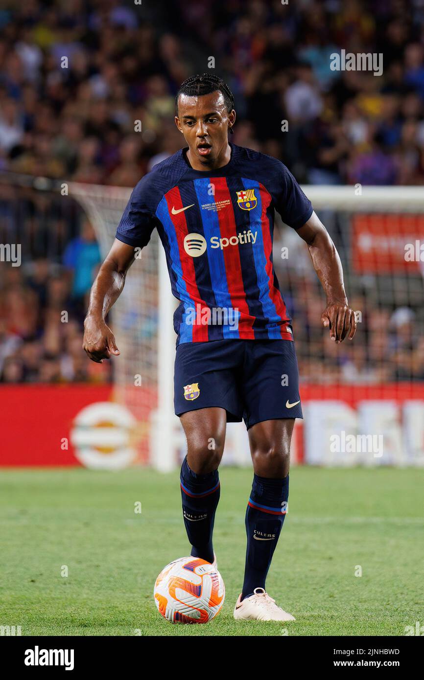BARCELONA - AUG 7: Kounde in action during the Joan Gamper Throphy match between FC Barcelona and Pumas at the Camp Nou Stadium on August 7, 2022 in B Stock Photo