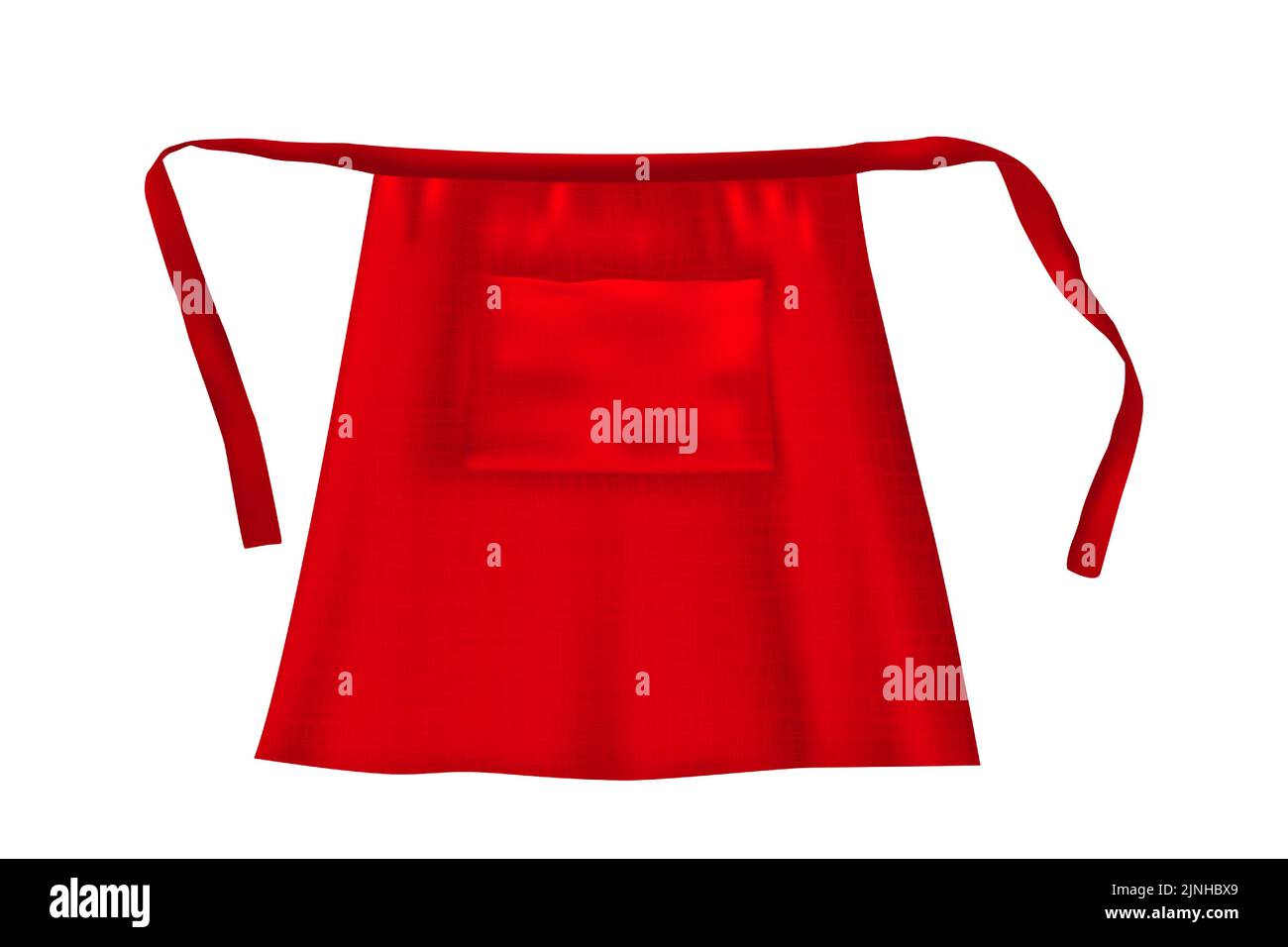 Realistic red blank short apron mockup with fabric texture isolated ...
