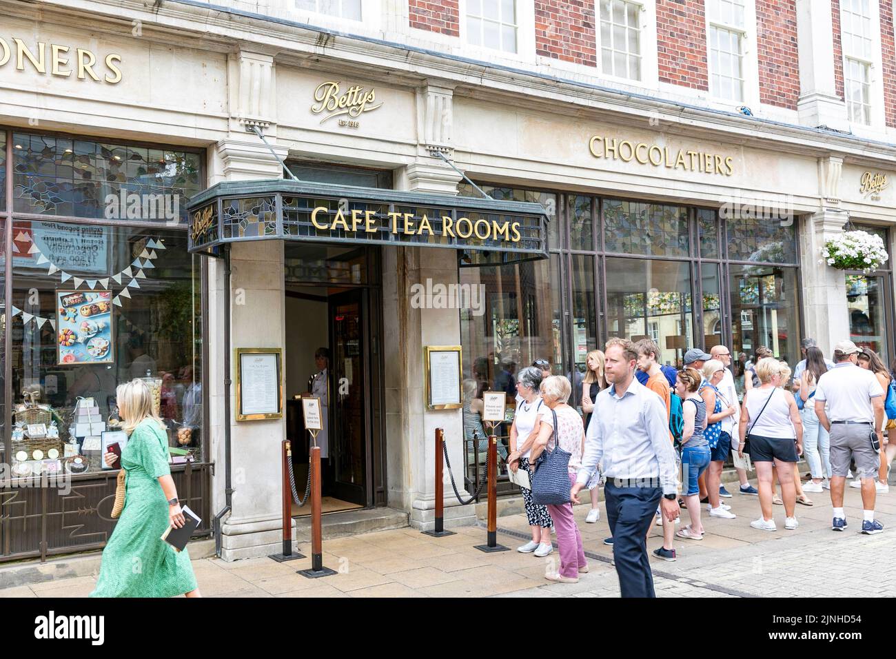 Bettys tea rooms, St Helens Square,City of York, customers queue for afternoon tea at this popular English tea rooms,England,UK,summer 2022 Stock Photo