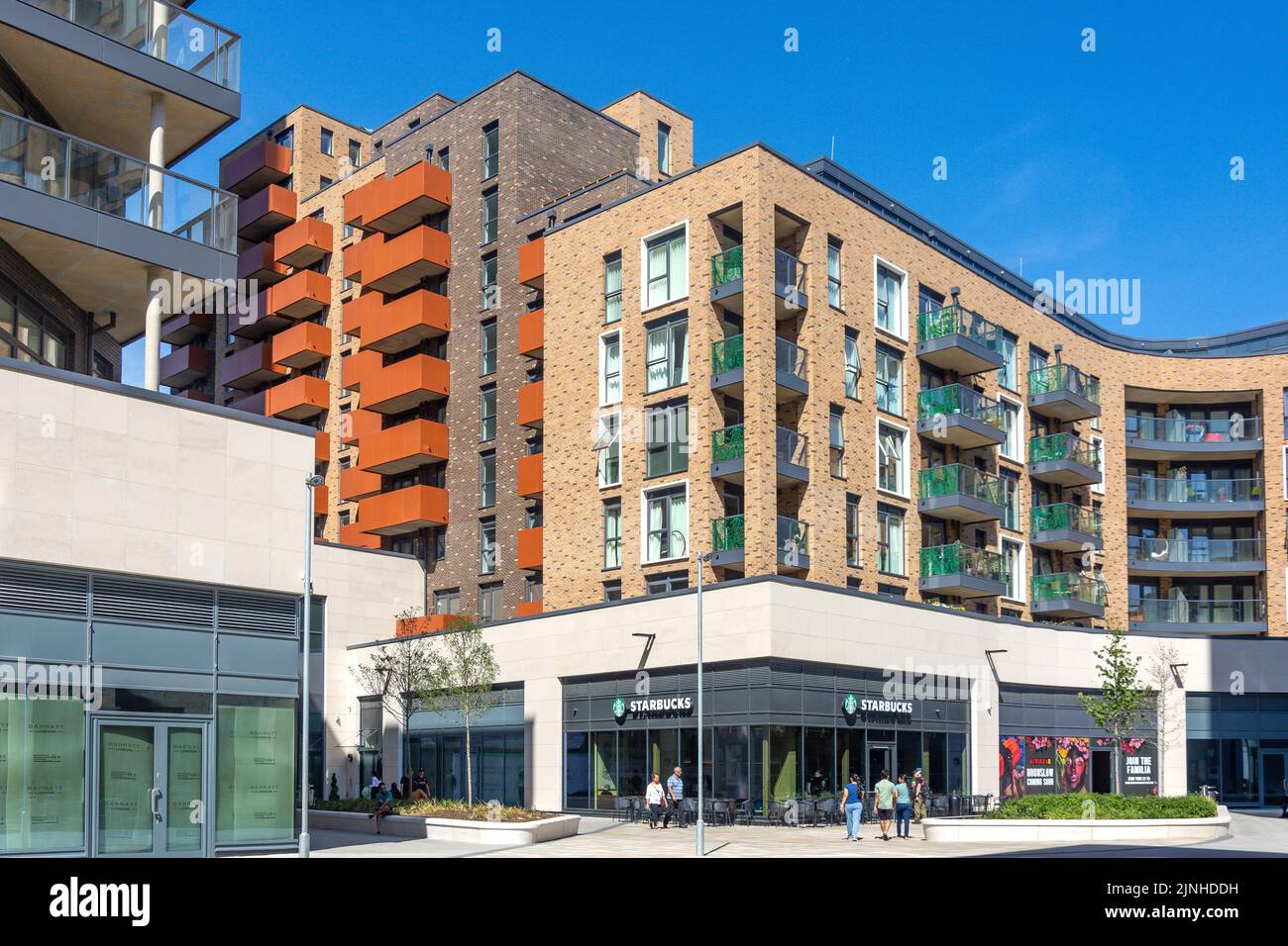Modern apartment buildings, Smithy Lane, High Street Quarter, Hounslow, London Borough of Hounslow, Greater London, England, United Kingdom Stock Photo