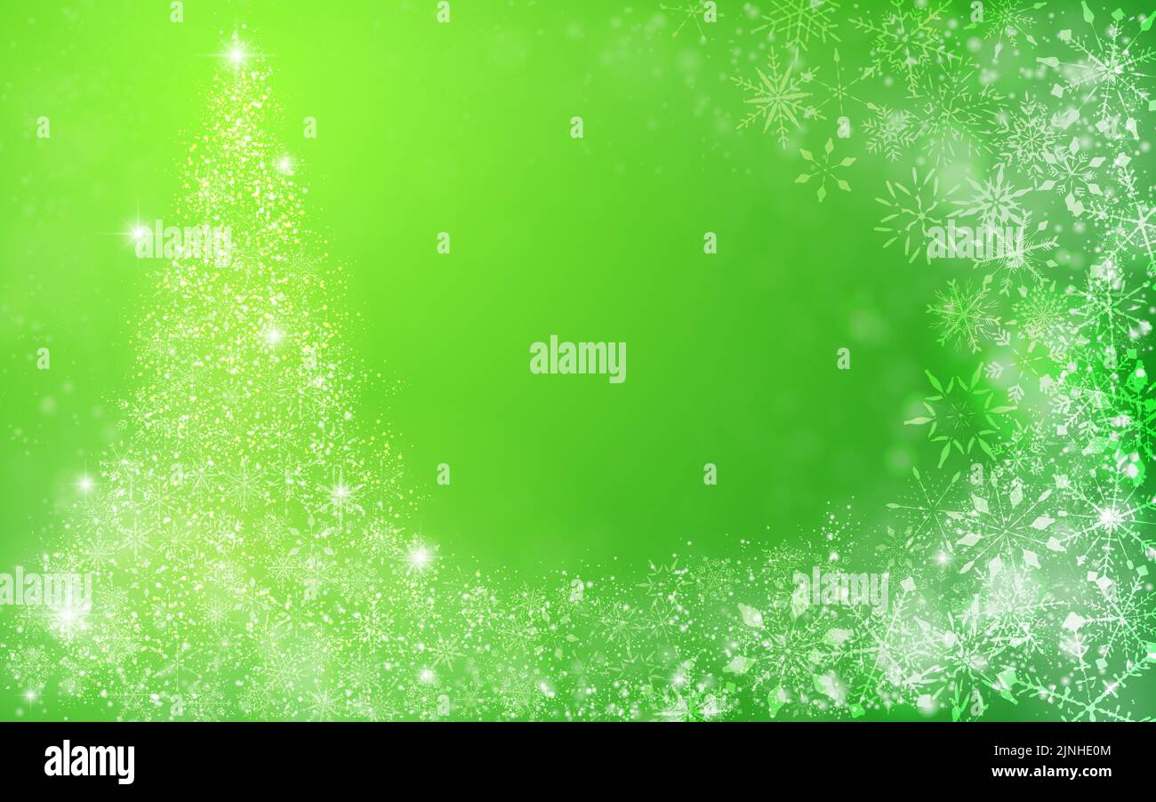 Glittering Christmas tree illuminations and snowflakes Stock Vector