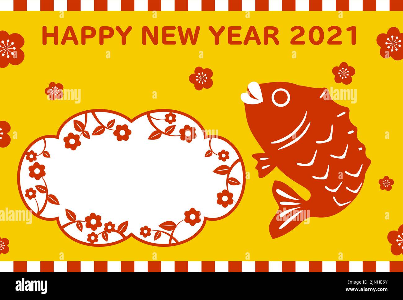 2021 New Year's card simple snapper photo frame Stock Vector