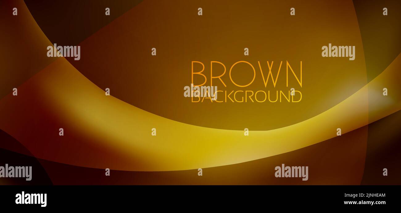 Abstract dark brown background with curved gold line. Vector graphic pattern Stock Vector
