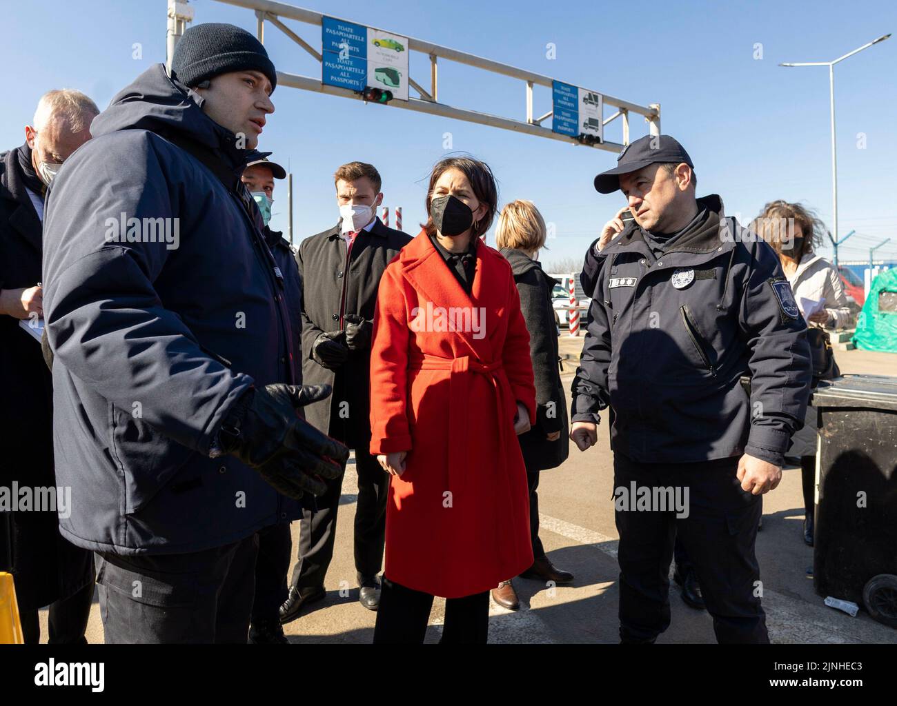 Annalena Baerbock (Alliance 90/The Greens), Federal Foreign Minister, visits the Palanca border crossing between Ukraine and Moldova and talks to refugees. On her trip, BM Baerbock visits Bosnia and Herzegovina, Kosovo, Serbia and the Republic of Moldova. 03/12/2022 Stock Photo