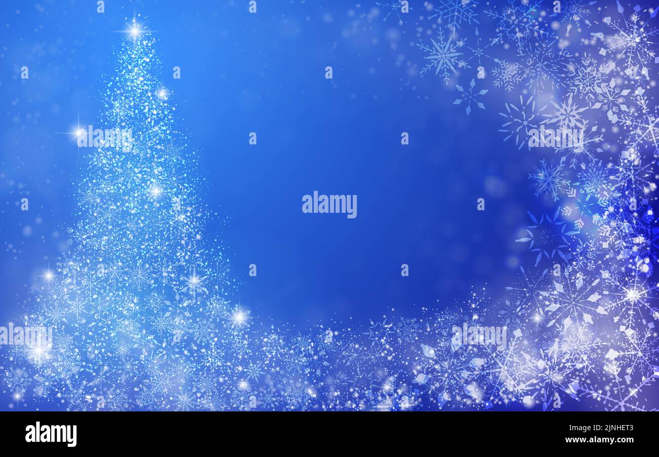 Glittering Christmas tree illuminations and snowflakes Stock Vector
