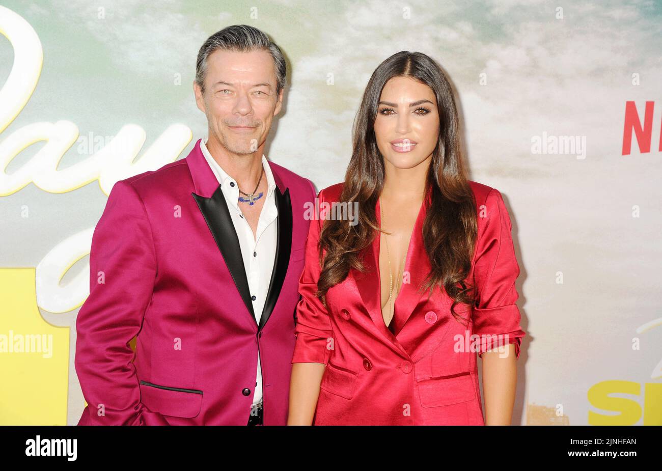 LOS ANGELES, CA - AUGUST 10: (L-R) Massi Furlan and Yolanthe Sneijder-Cabau attend the World Premiere of Netflix's 'Day Shift' at Regal LA Live on Aug Stock Photo