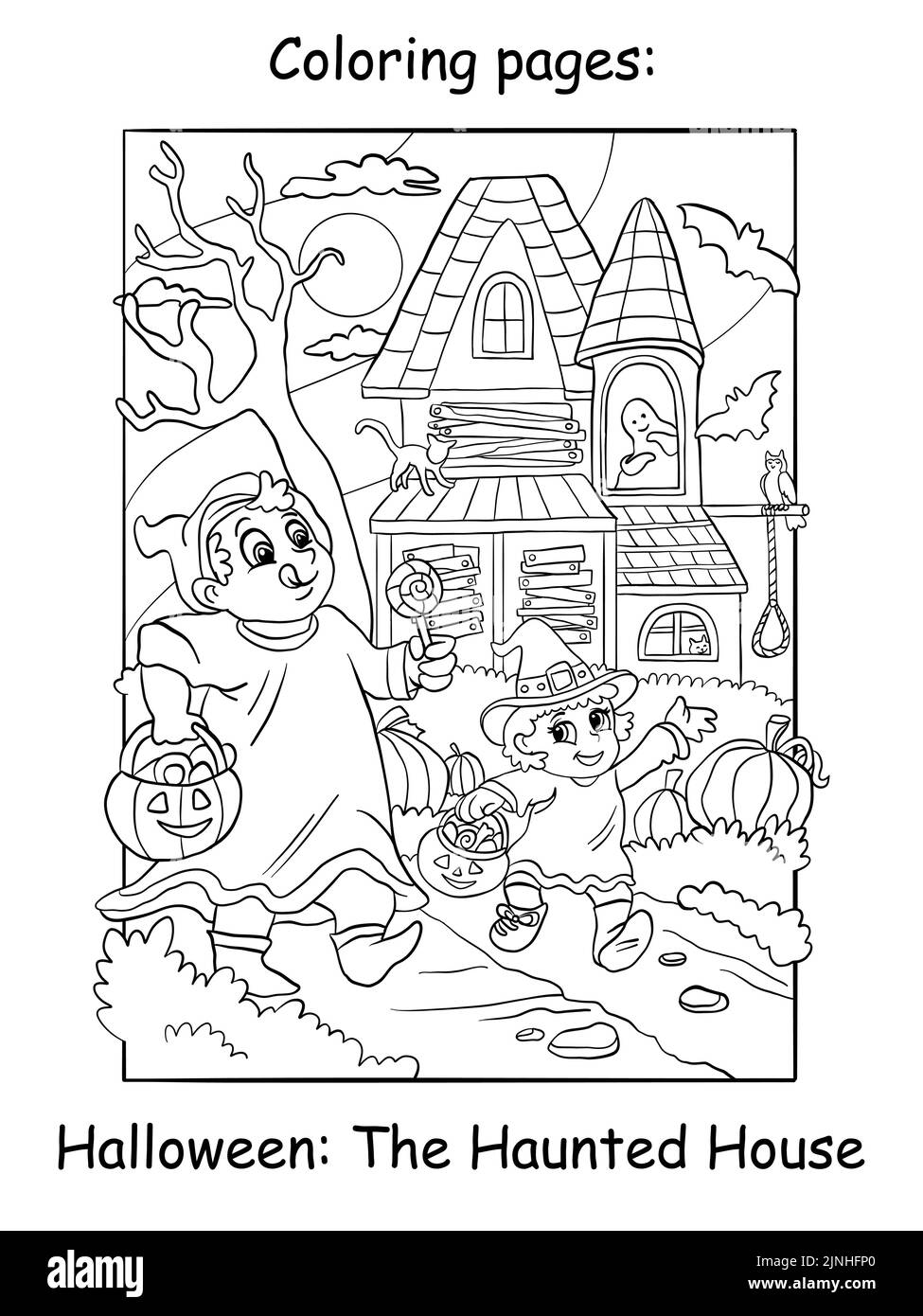 spooky-halloween-coloring-page-black-and-white-stock-photos-images-page-2-alamy for Hidden Pictures Halloween Free Printables Spooky halloween coloring page Black and White Stock Photos & Images - Page 2 - Alamy for Hidden Pictures Halloween Free Printables