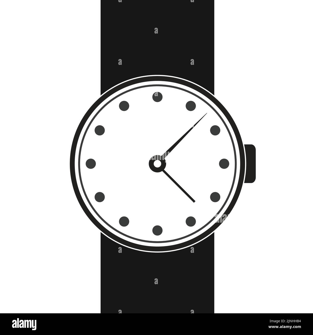Analog wristband watch greyscale icon vector illustration Stock