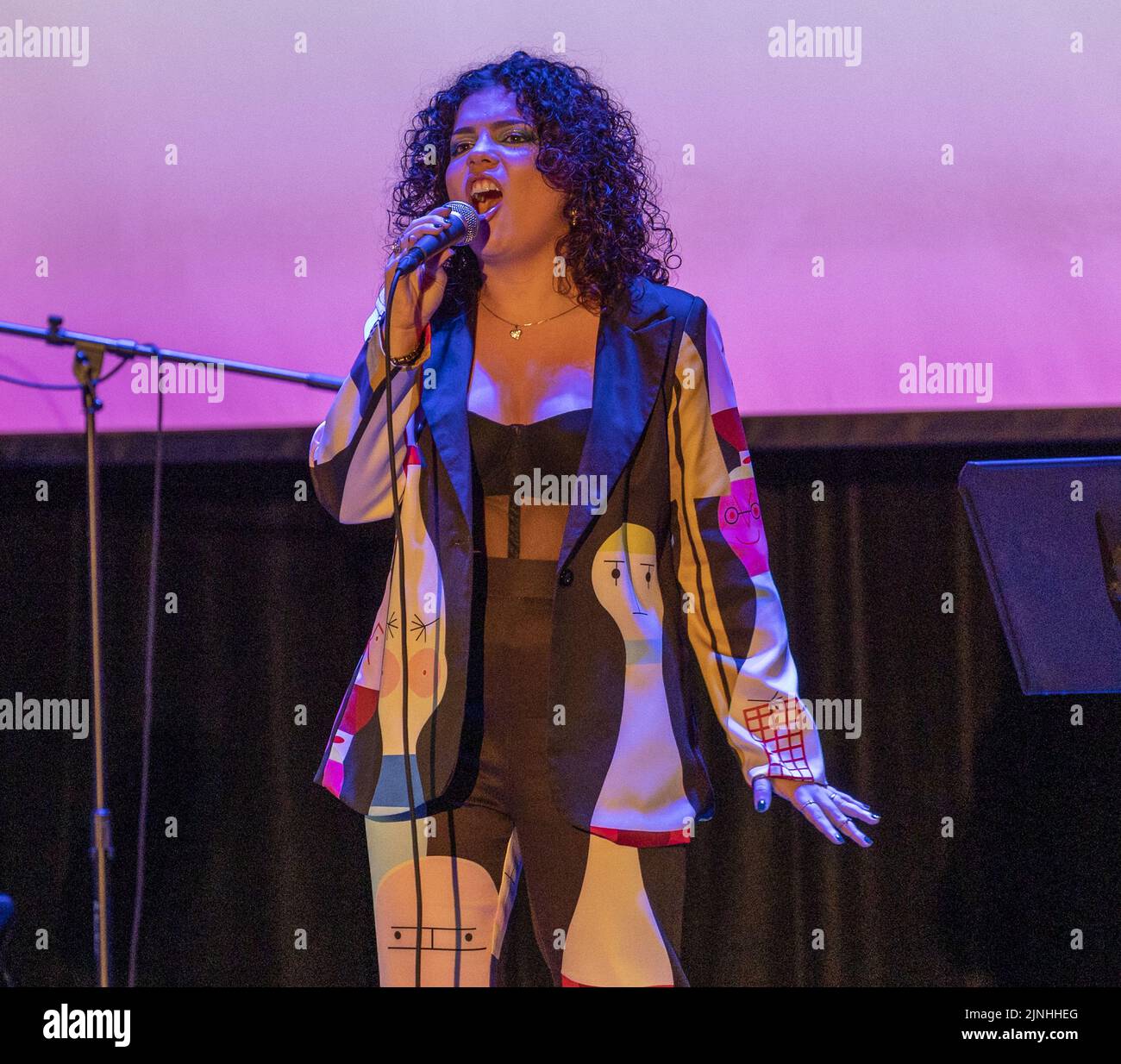 Miami, United States. 11th Aug, 2022. Valentina Garcia performs on stage at the Miami Dade College - Wolfson Campus in Miami, Florida on Thursday, August 11, 2022. The Latin GRAMMY Cultural Foundation awards the Sofia Carson scholarship to 18 year old vocalist and student Valentina Garcia. Photo by Gary I Rothstein/UPI Credit: UPI/Alamy Live News Stock Photo