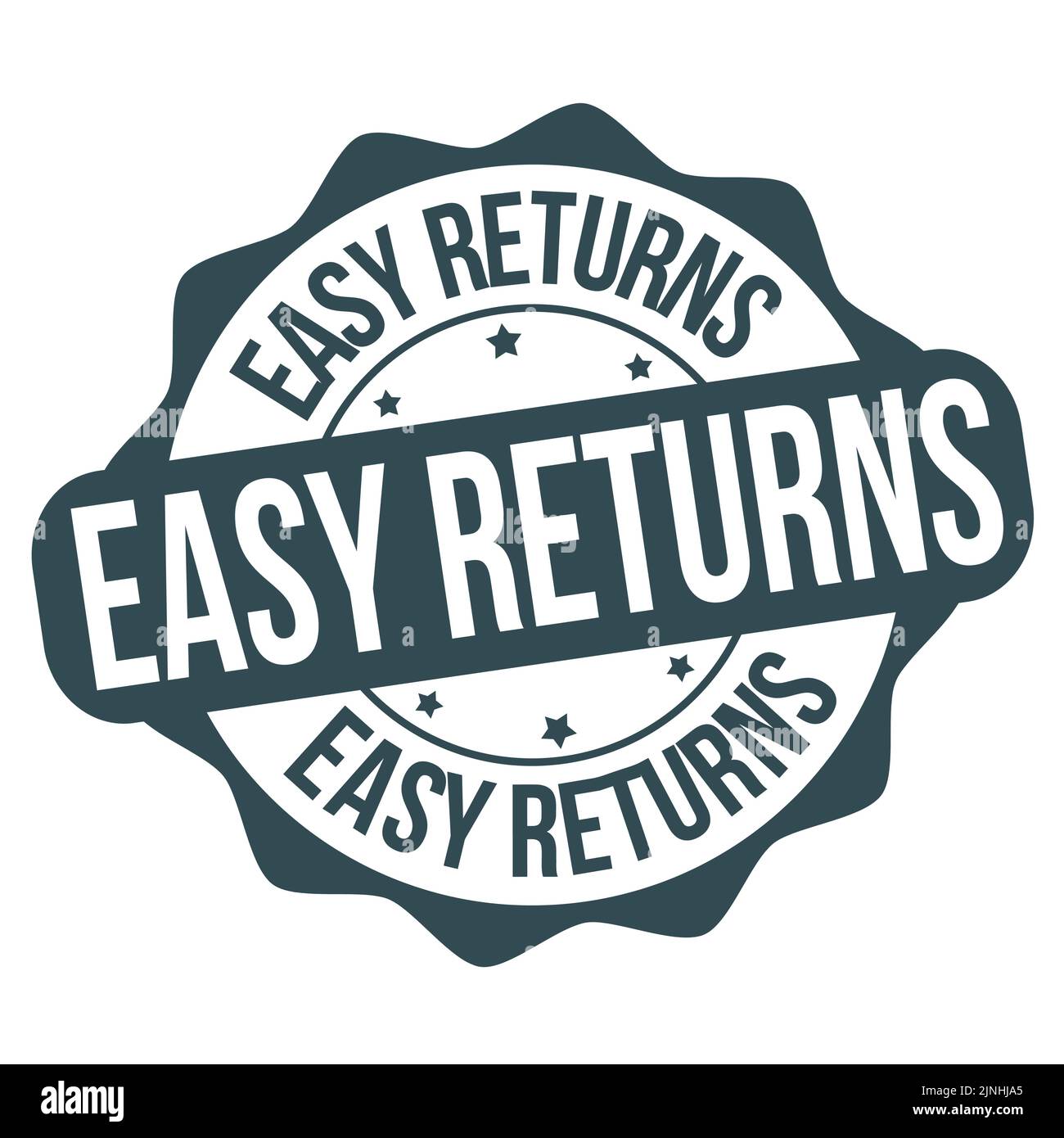 Easy returns label or stamp on white background, vector illustration Stock Vector