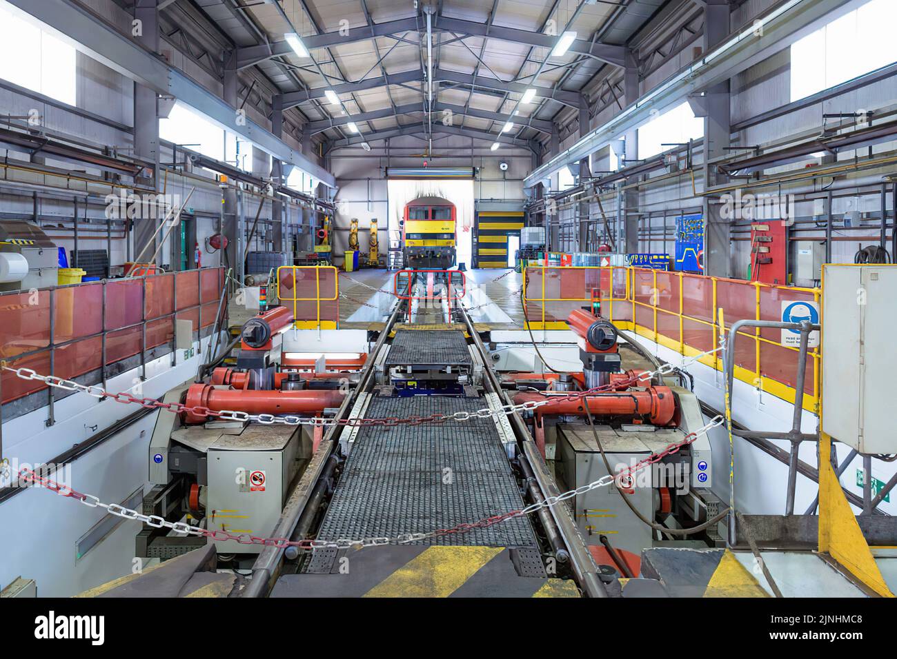 approaching wheel lathe machine in train engineering Stock