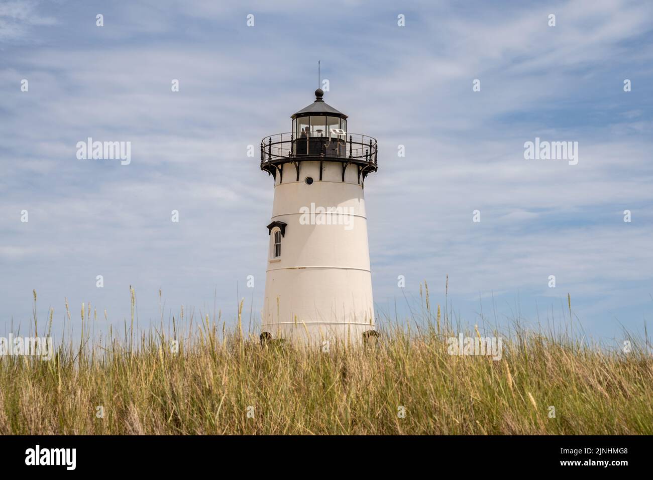 Edgartown Harbor Light, Edgartown Lighthouse with blue sky background, Martha’s Vineyard, Massachusetts Stock Photo