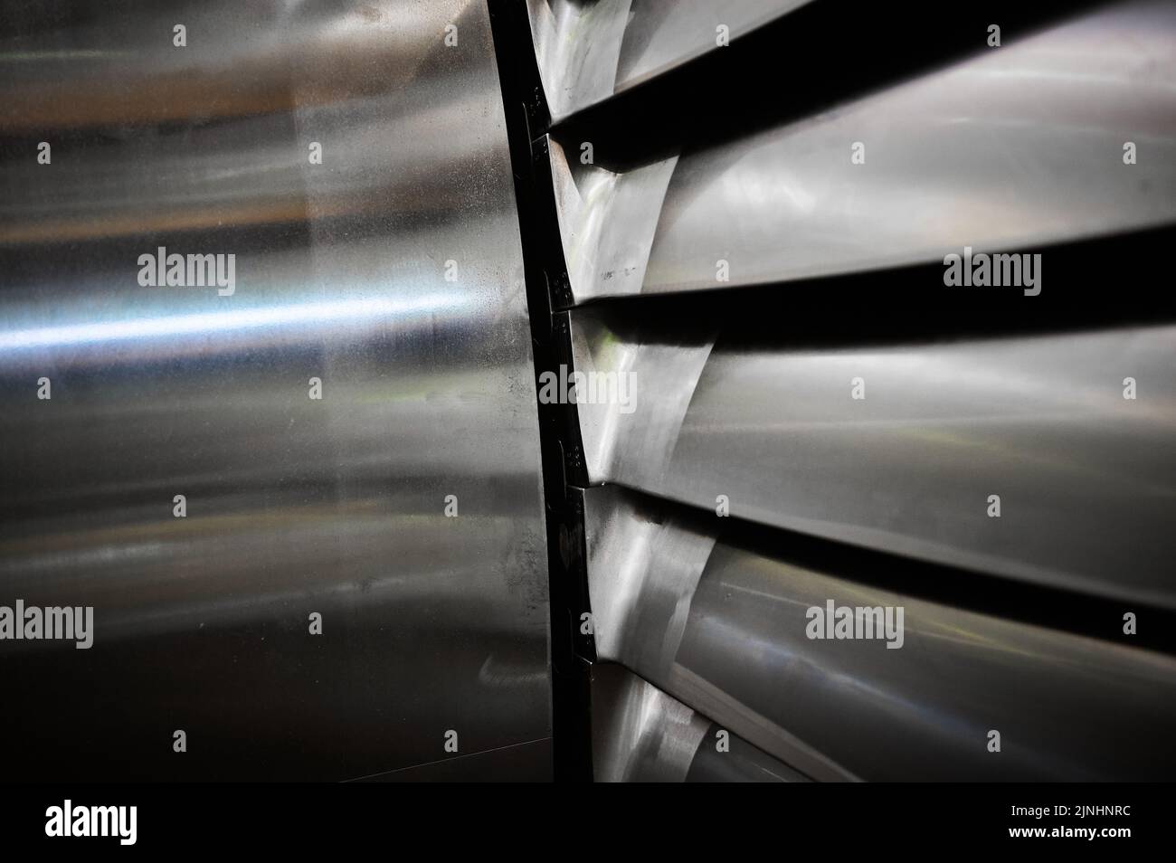 Powerful steam turbine shaft with installed long blades Stock Photo Alamy