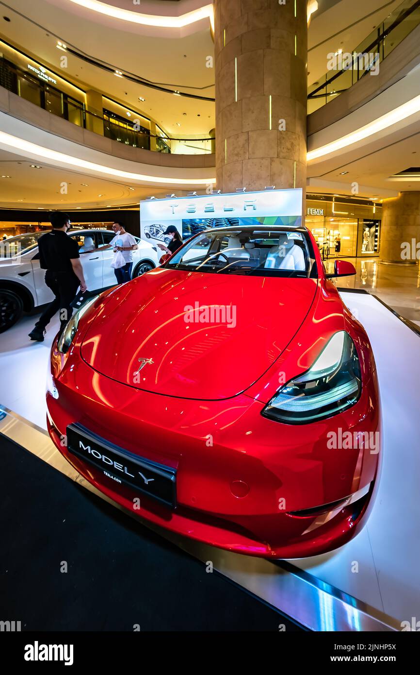 Tesla Model Y on Sales in ION Orchard, Singapore Stock Photo - Alamy