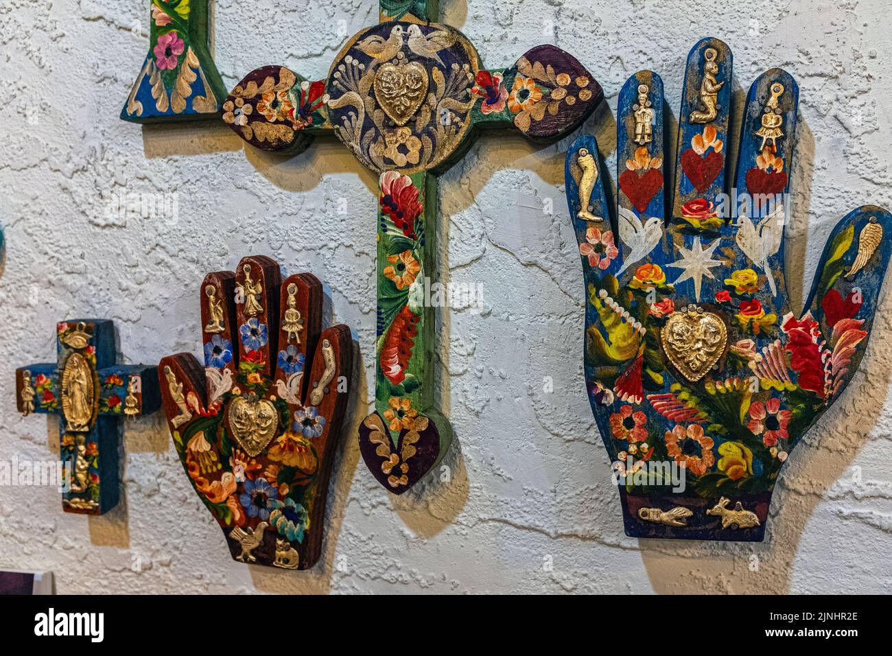 religious gifts and articles sold at the San Felipe de Neri Church: Old Town Albuquerque, New Mexico Stock Photo