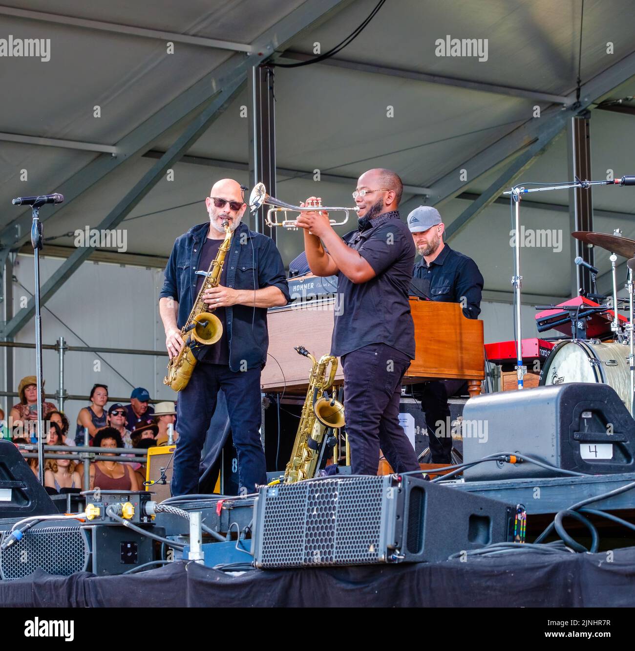 New Orleans, LA, USA April 30, 2022 Galactic musicians jam at the