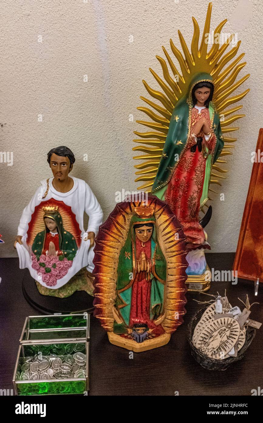religious gifts and articles sold at the San Felipe de Neri Church: Old Town Albuquerque, New Mexico Stock Photo