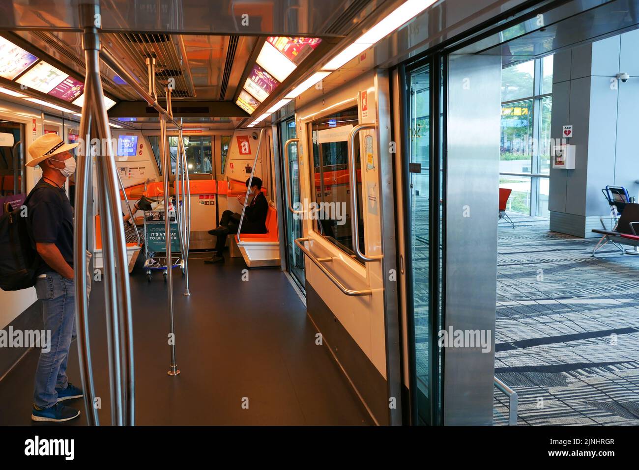 Singapore 23th June 2022, inside of a Changi Airport Skytrain Stock Photo
