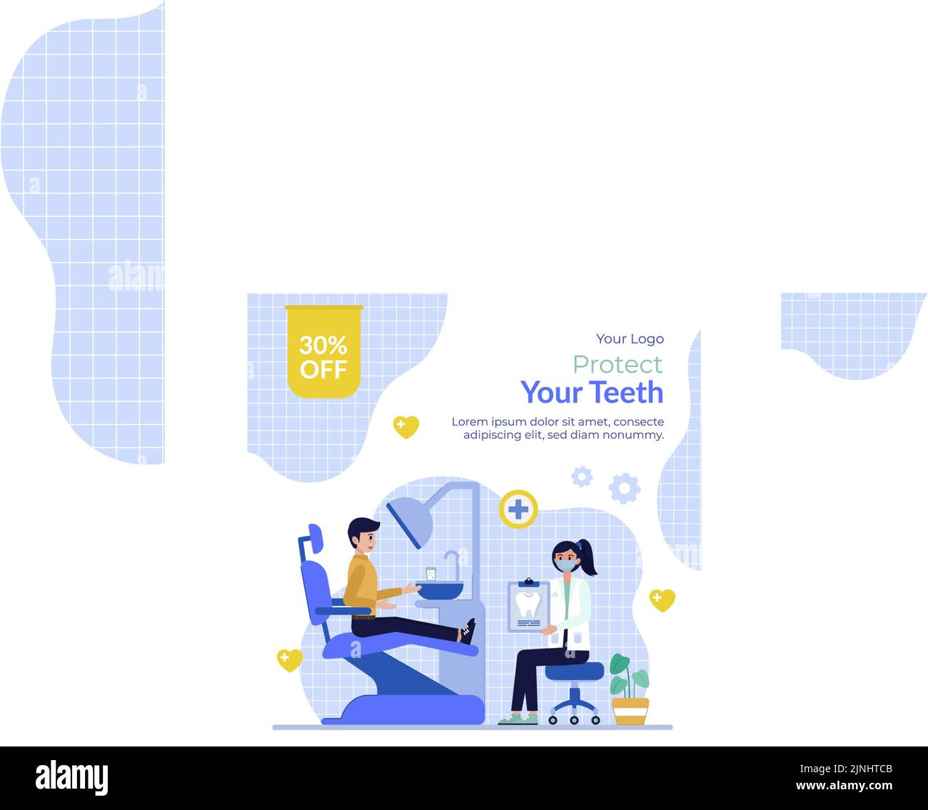 Flat posts set for dental clinic business Vector illustration Stock ...