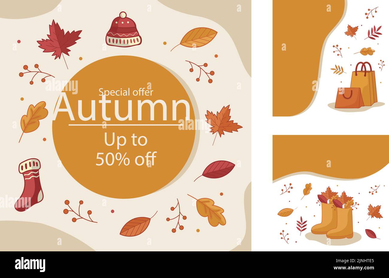 Hand drawn posts set for autumn celebration Vector illustration Stock ...