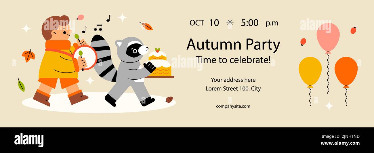 Flat horizontal banners set for autumn celebration Vector illustration ...