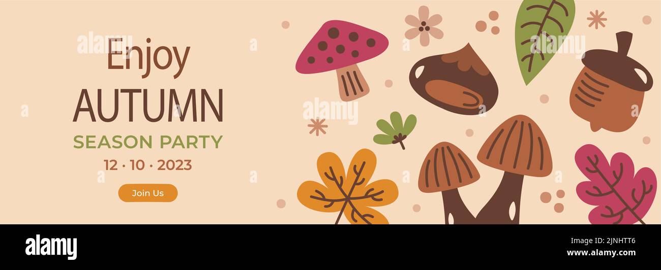 Flat horizontal banners set for autumn celebration Vector illustration ...