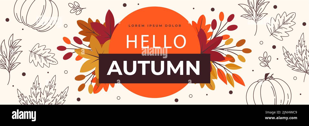Flat horizontal banners set for autumn celebration Vector illustration ...