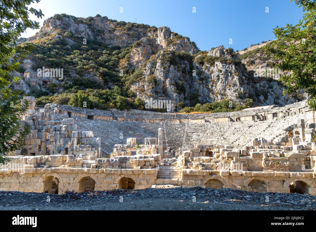 Panoramic view of Antique Roman Theater in the ancient city of Myra at Lycia region,  Antalya Turkey. Stock Photo