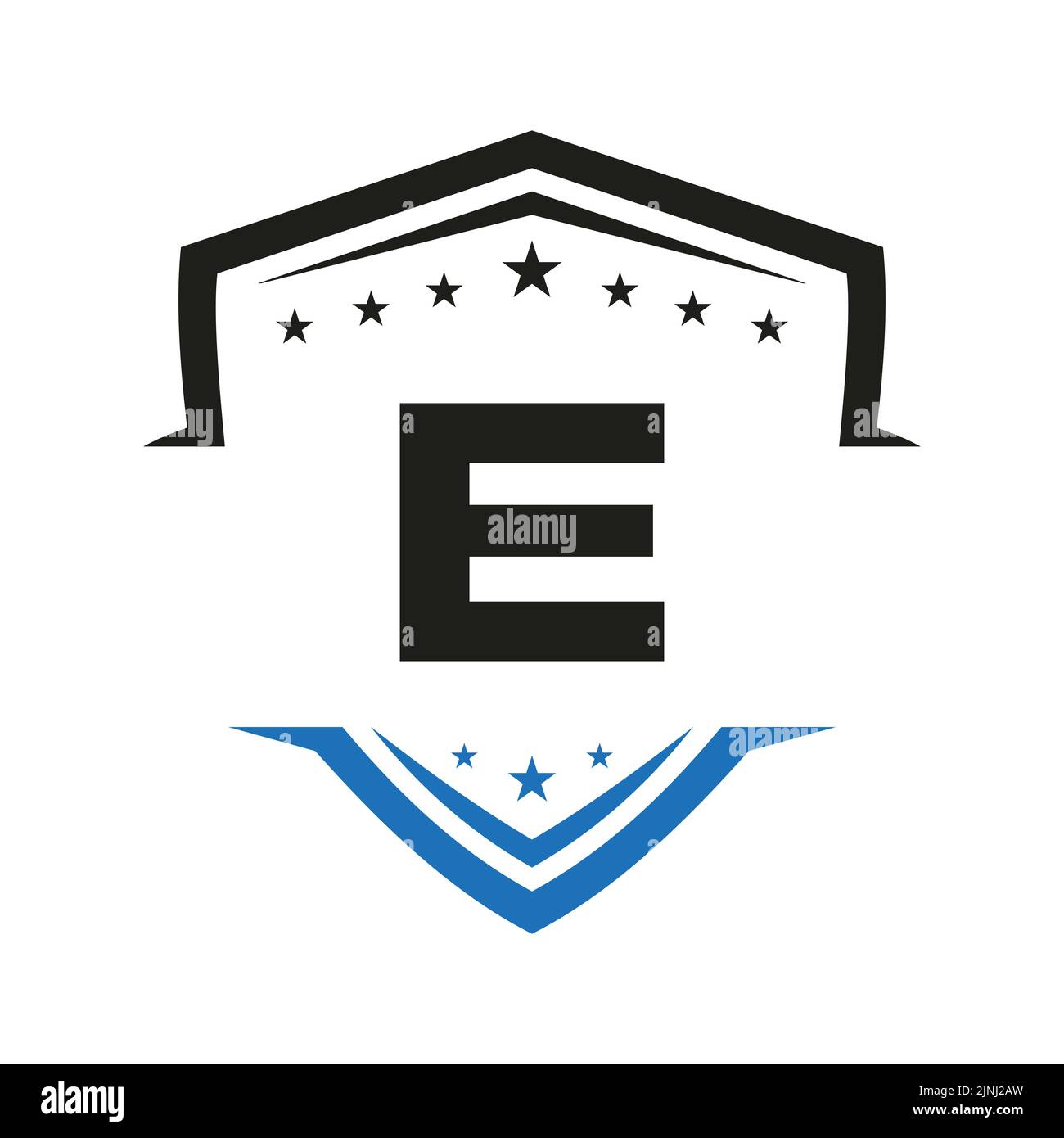 Letter E Automotive Shield Logo Vector Template. Transportation Logo Symbol Stock Vector