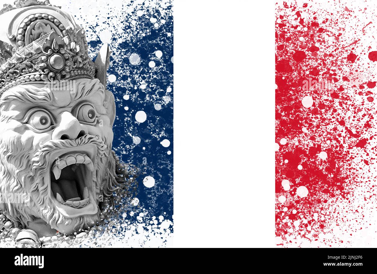 A new outbreak of viral infection at France, monkey pox. Head of statue