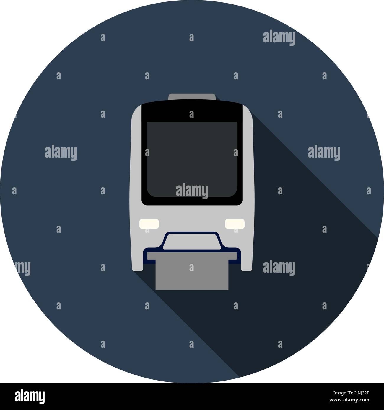 Monorail Icon. Flat Circle Stencil Design With Long Shadow. Vector Illustration. Stock Vector