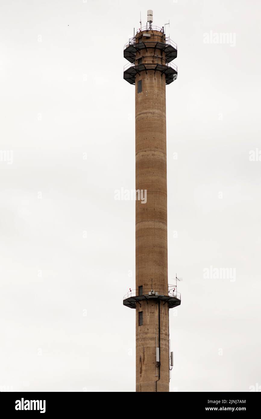 Vaasa, Finland - June 20, 2022: a tall chimney that is something of a landmark Stock Photo