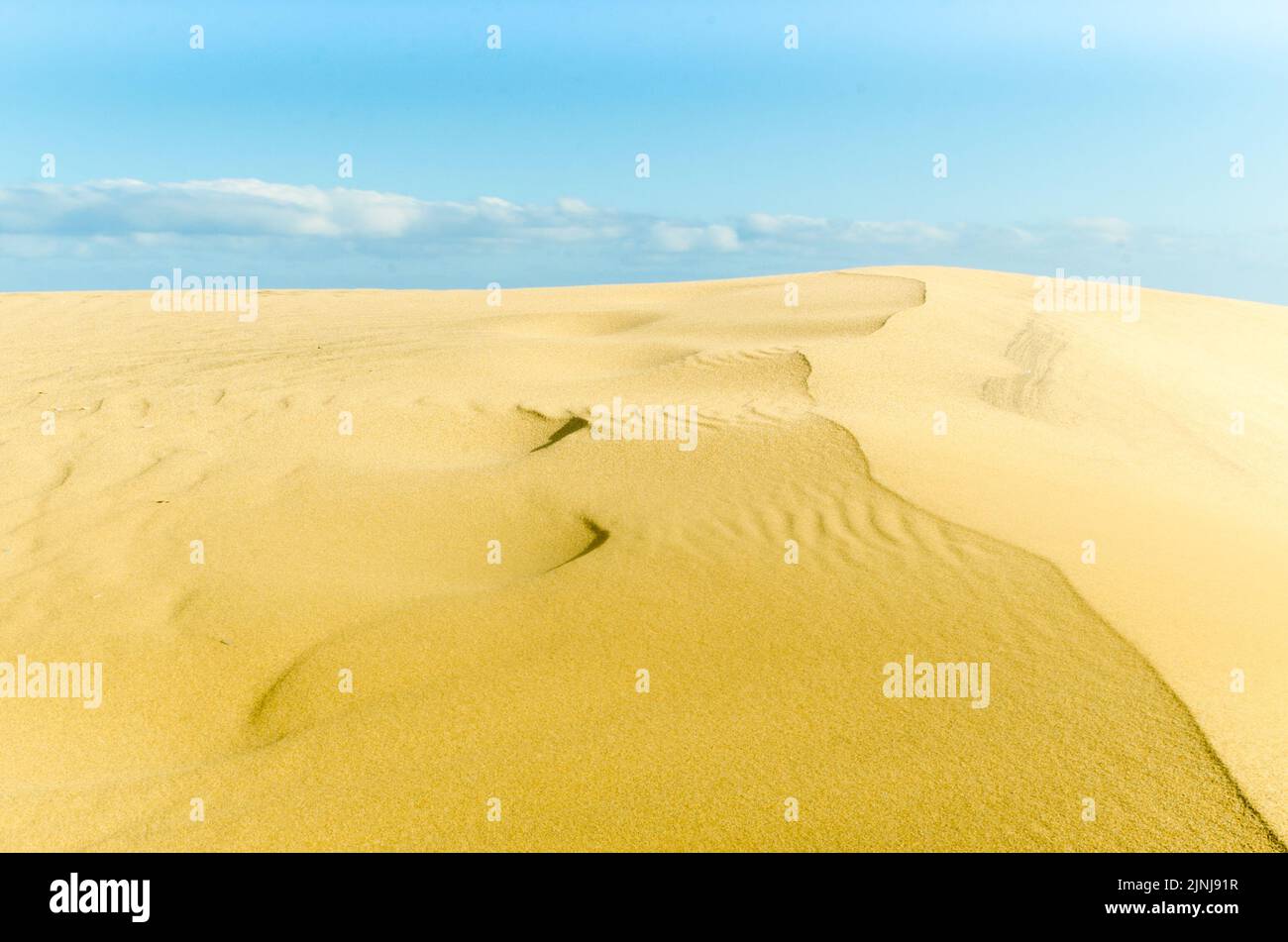 Sand dunes in a desert with blue sky and clouds in the background Stock ...