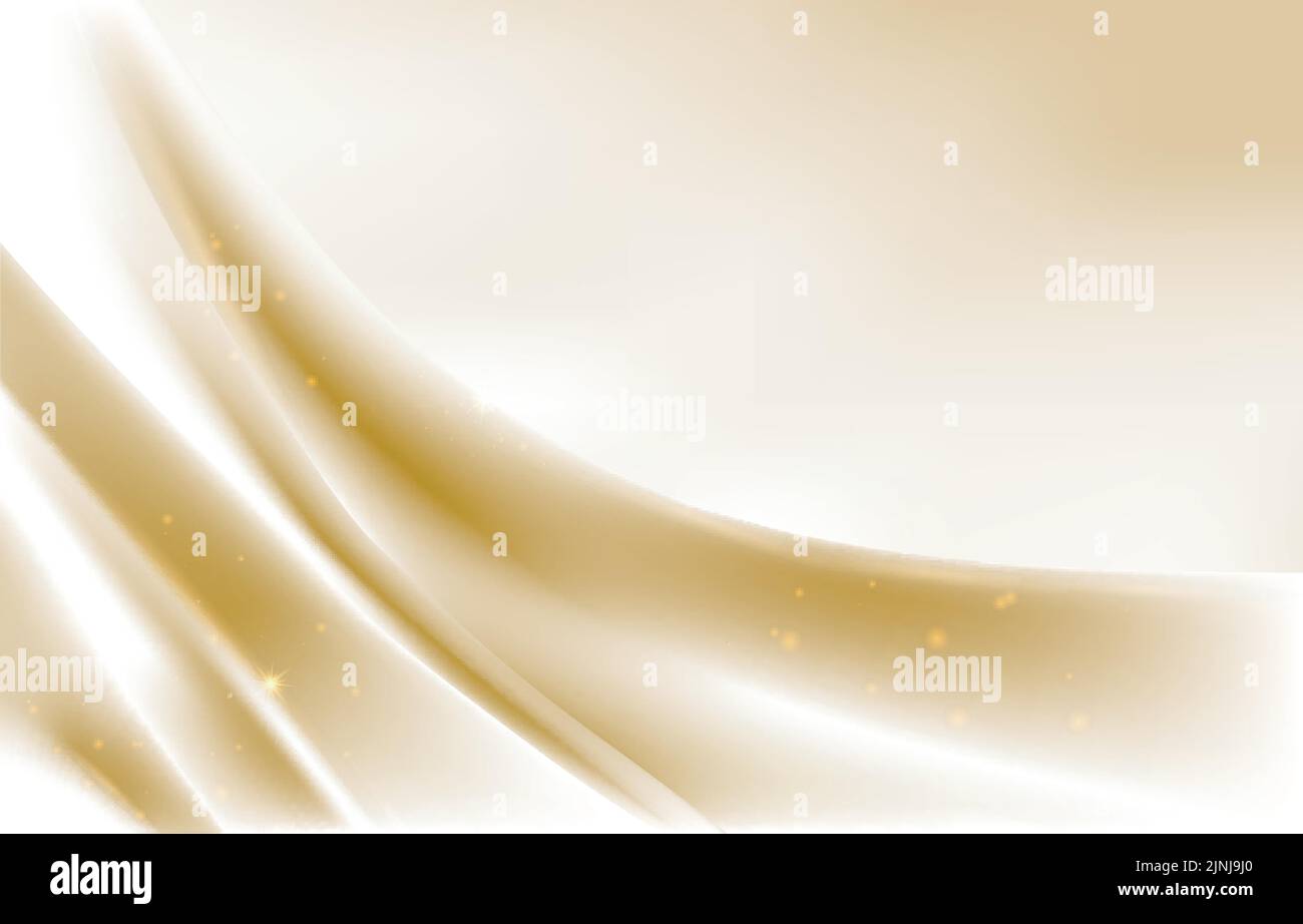 Gold White Background Abstract Golden Silk Fabric Texture Stock Vector