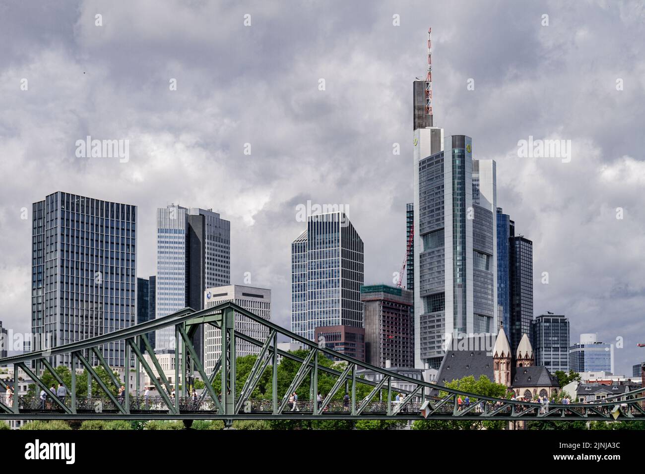 Frankfurt, Germany Landscape with Skyscraper / Hochhaus Frankfurt Stock Photo