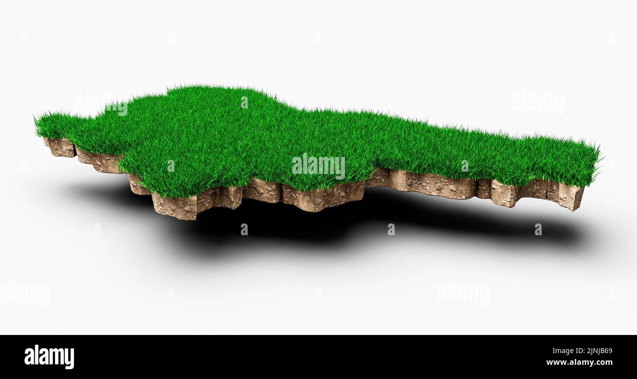 A 3d illustration of the map of Slovenia with cross section isolated on ...