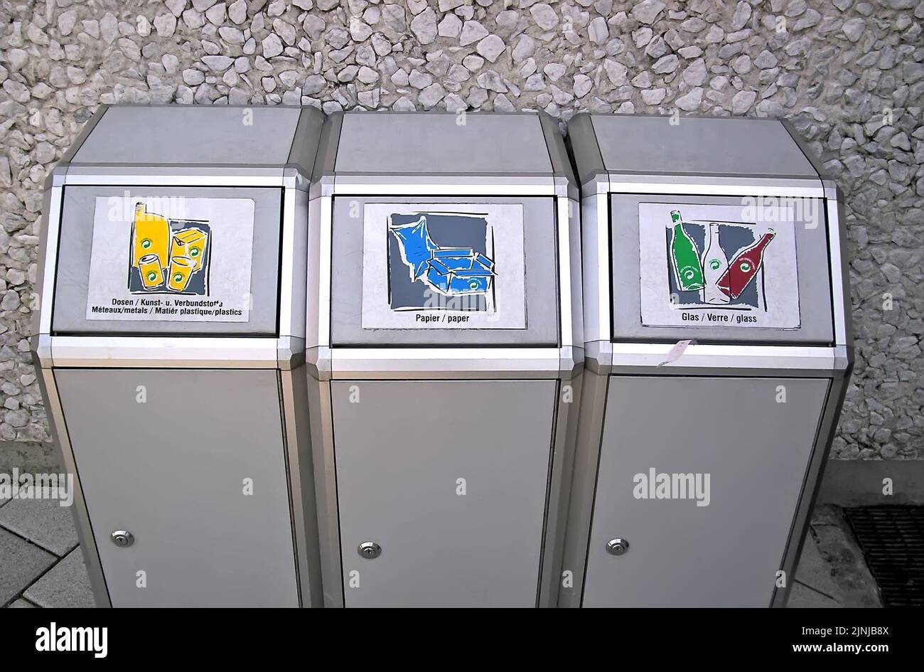 silver metallic trash container box with cover for used items near