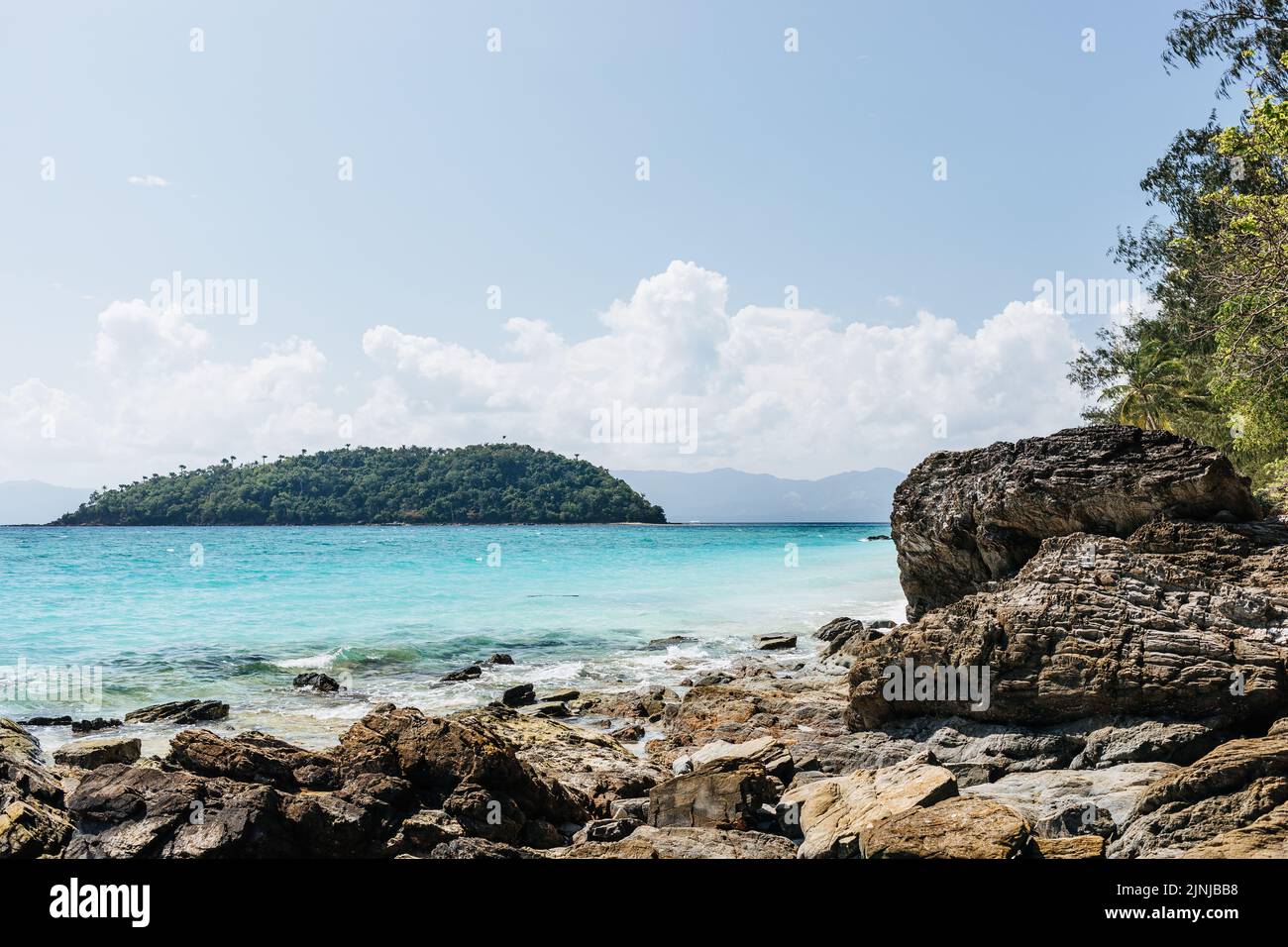 A scenery of the empty tranquil beach in Romblon, the Philippines Stock Photo