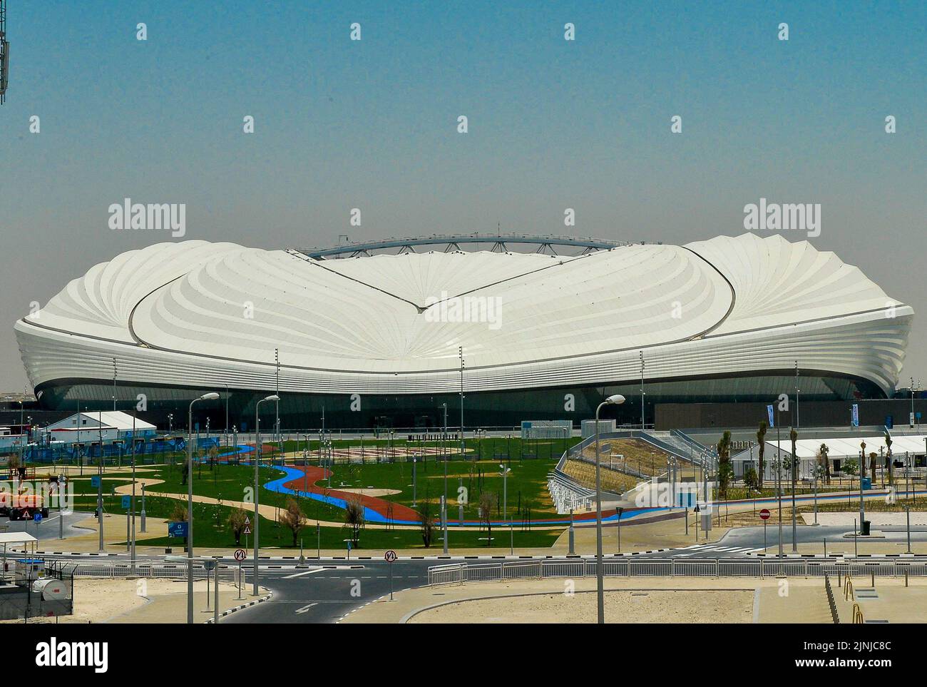 Doha. 16th May, 2019. Photo taken on May 16, 2019 shows the exterior view of Al Janoub Stadium which will host the 2022 FIFA World Cup matches in Doha, Qatar. Credit: Nikku/Xinhua/Alamy Live News Stock Photo
