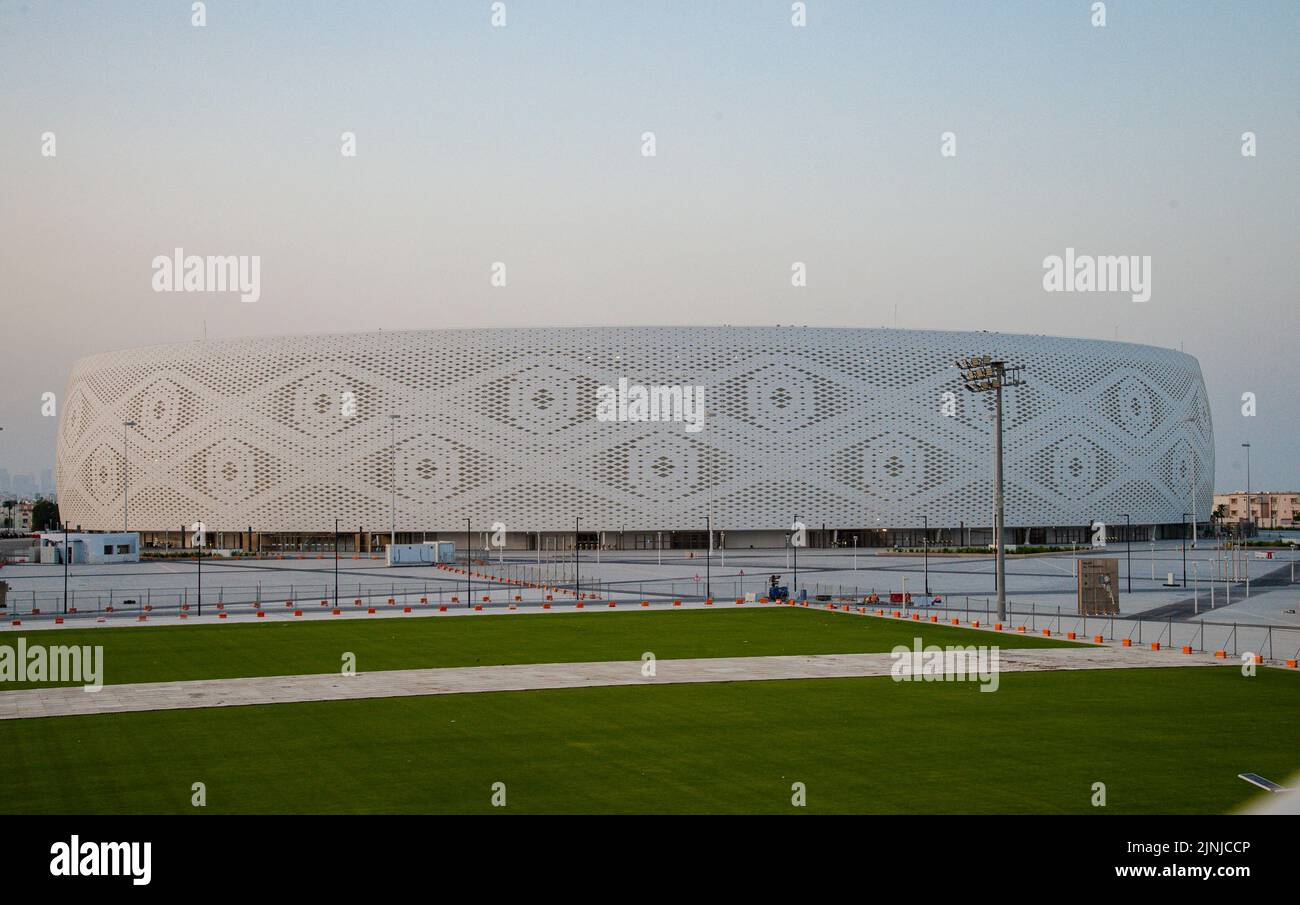 Doha. 8th Aug, 2022. Photo taken on Aug. 8, 2022 shows the exterior view of Al Thumama Stadium which will host the 2022 FIFA World Cup matches in Doha, Qatar. Credit: Nikku/Xinhua/Alamy Live News Stock Photo