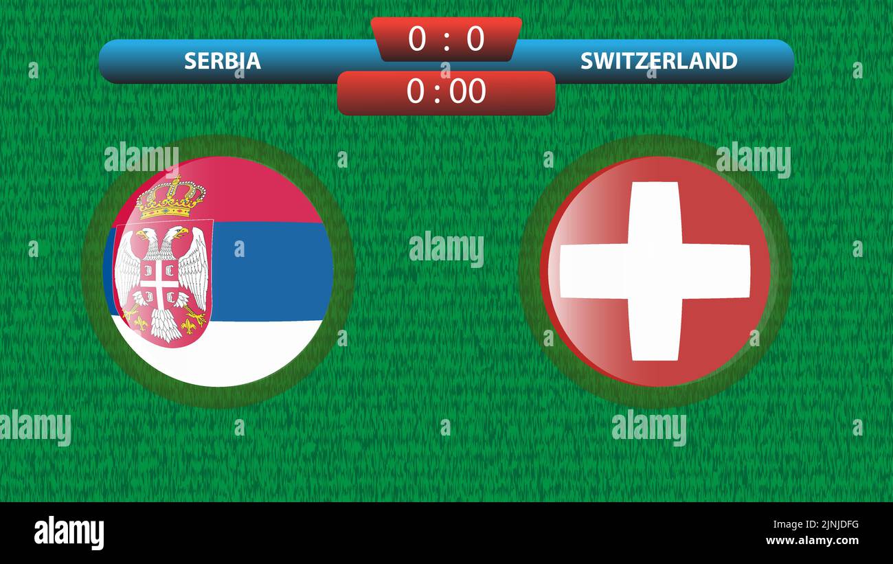 Announcement of the match between the Serbia and Switzerland as part of the soccer international tournament in Qatar 2022. Group A match. Vector illus Stock Vector