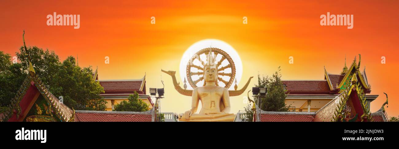 Big Buddha Temple at sunset , Koh Samui,  Thailand Stock Photo